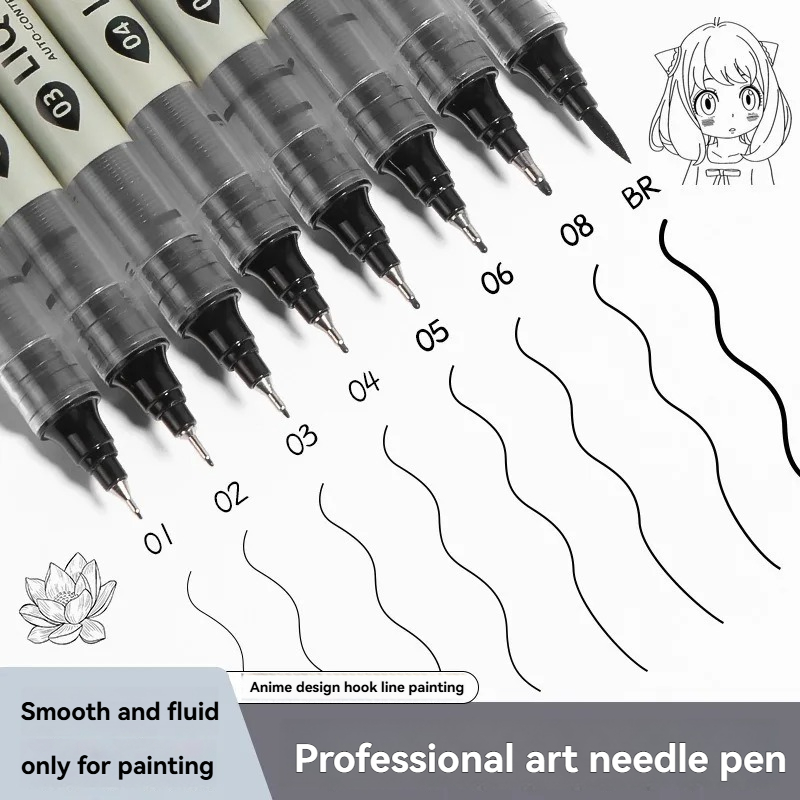 Correction Pen Fine - 12 قلم رسم أسود رفيع، أقلام