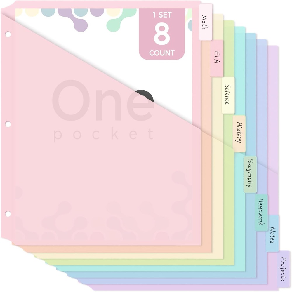 Tab Divider A4 - 8 قطع فواصل ملفات بلاستيكية A4