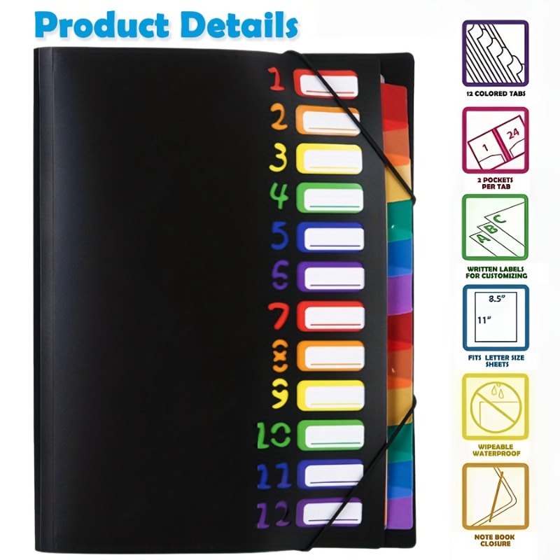Tab Divider A4 - 1 قطعة غلاف أسود/أبيض متعدد الطبقات