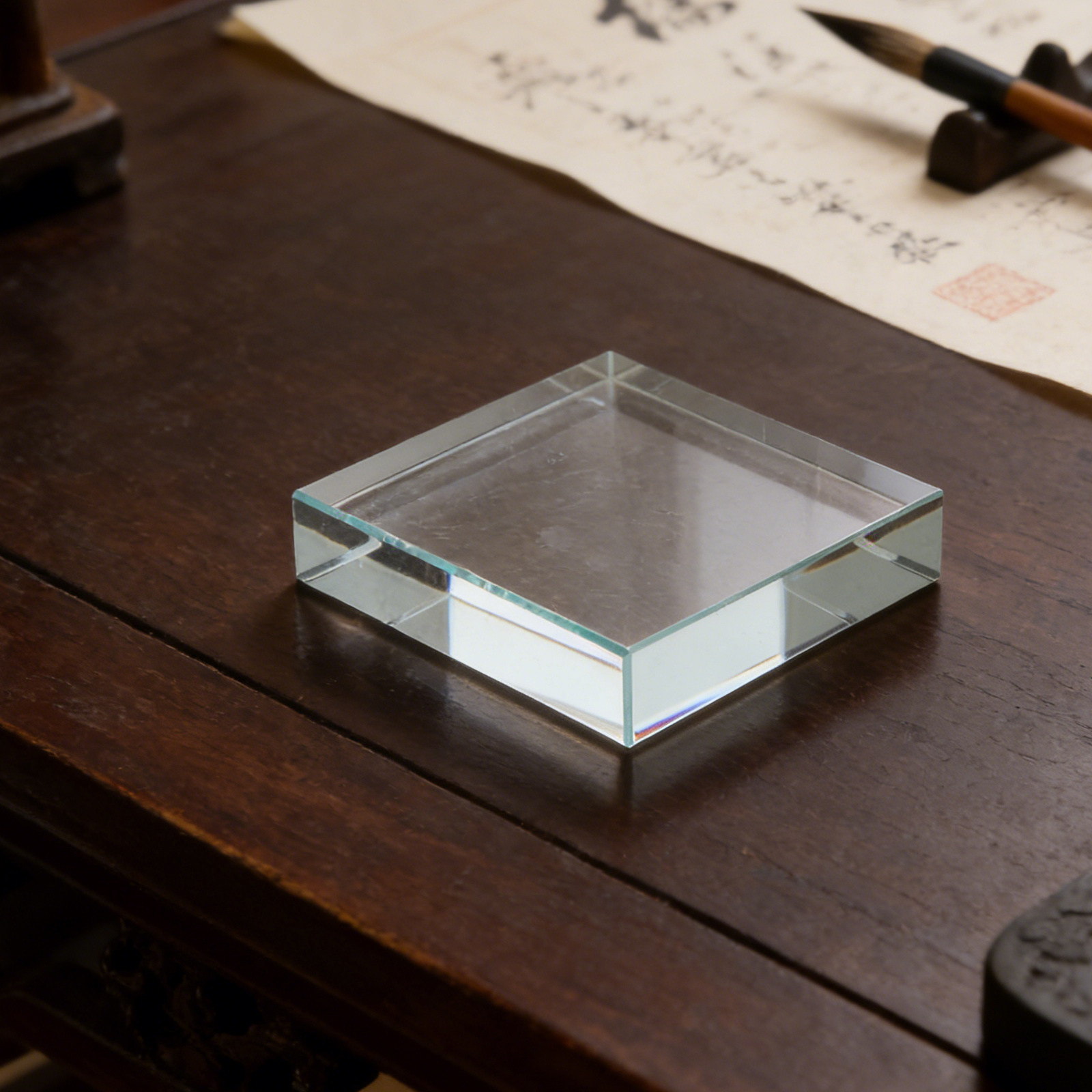 Paper Weight Crystal - حامل ورق شفاف مربع الشكل، ديكور