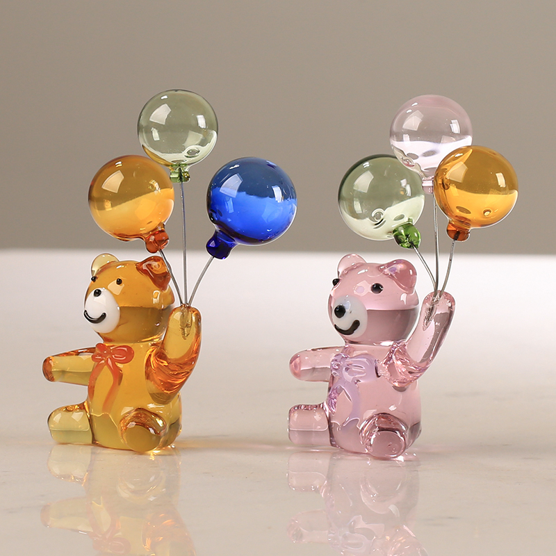 Paper Weight Crystal - تمثال دب كريستالي مع 3 بالونات