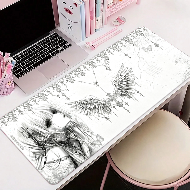 Leather Desk Pad - لوحة ماوس جلدية سوداء وبيضاء بتصميم