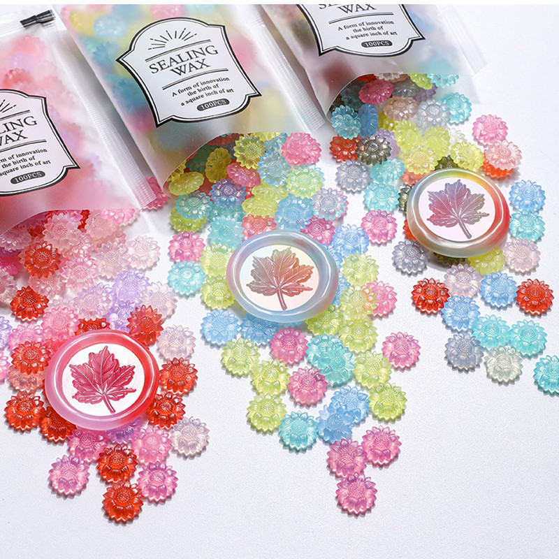 Wax Seal Stamp Set - 100 قطعة عباد الشمس شفافة ختم