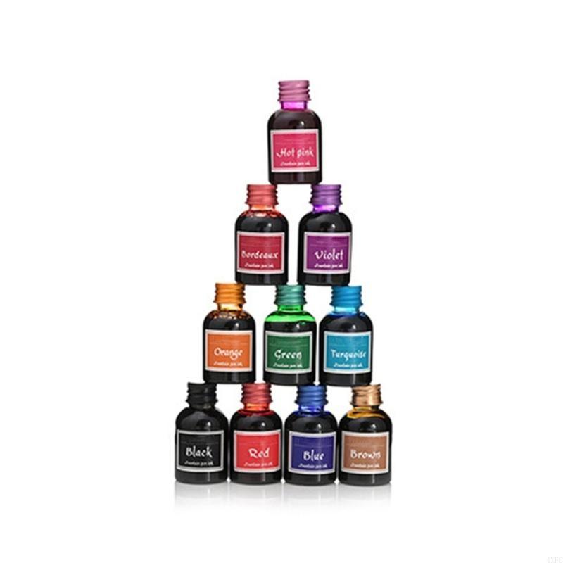 10 ألوان 1 زجاجة نقية ملونة 30 - مراجعة Fountain Pen Bottled Ink وسعره