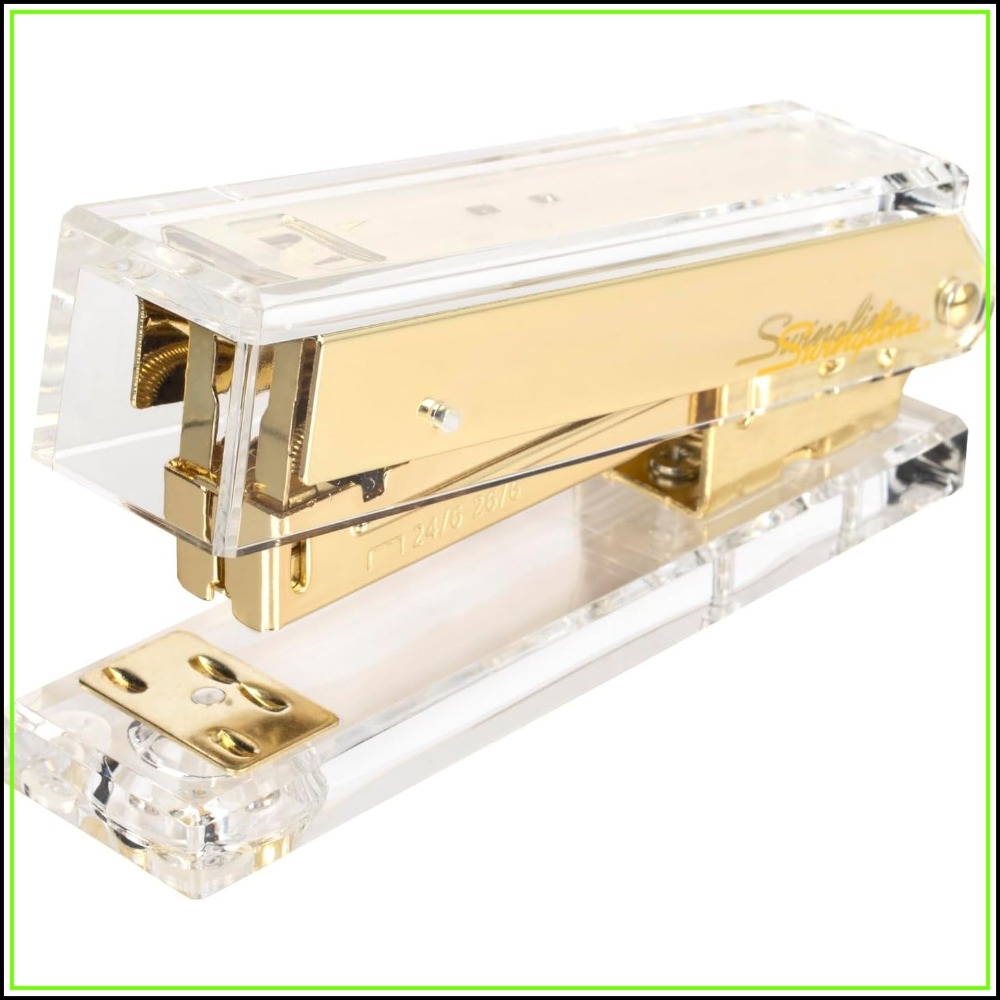 دباسة أكريليك شفافة ذهبية مدمج - مراجعة Stapler Half Strip وسعره