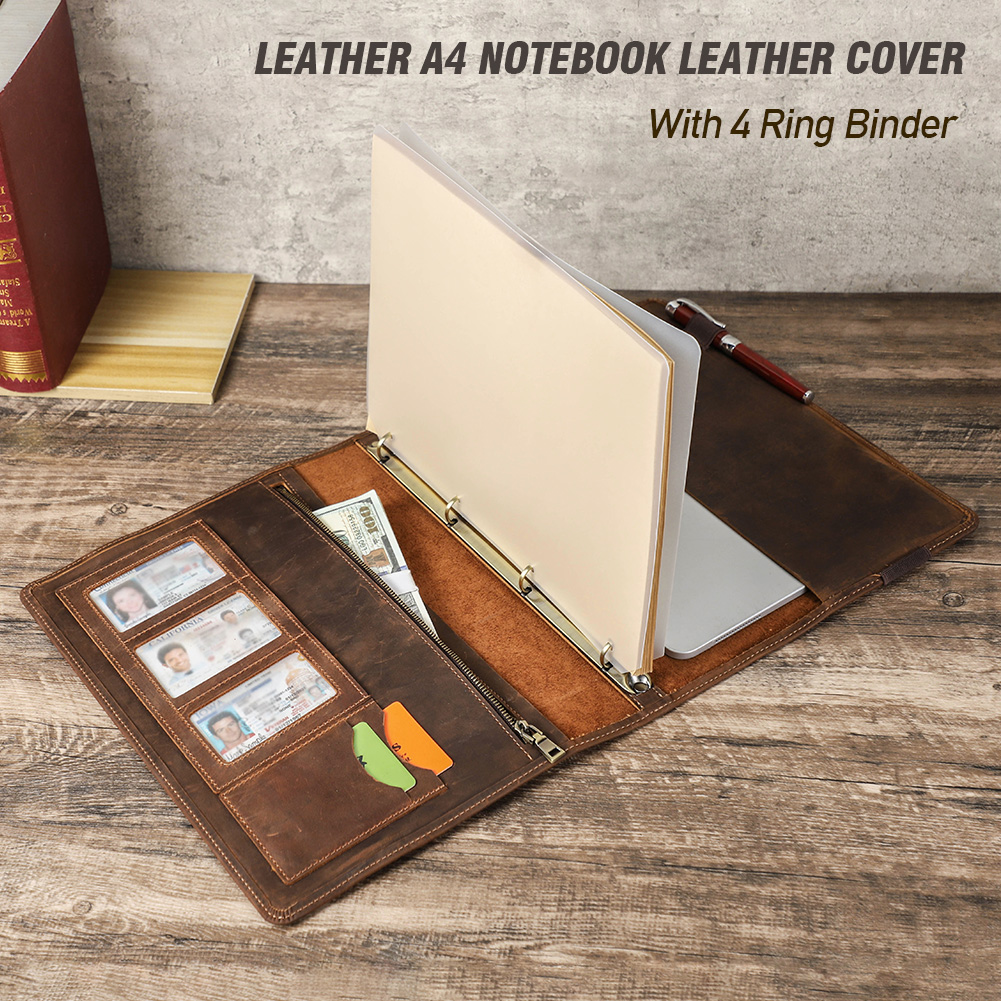 غطاء جلدي فاخر دفتر A4 ، محفظة - مراجعة Binder A4 Lever وسعره